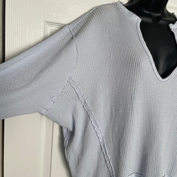 We The Free Light Blue Buttercup Thermal Shirt Women XS Long Sleeve Oversizedl - Picture 2 of 11